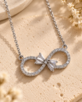 Silver Infinity Bow Pavé Necklace