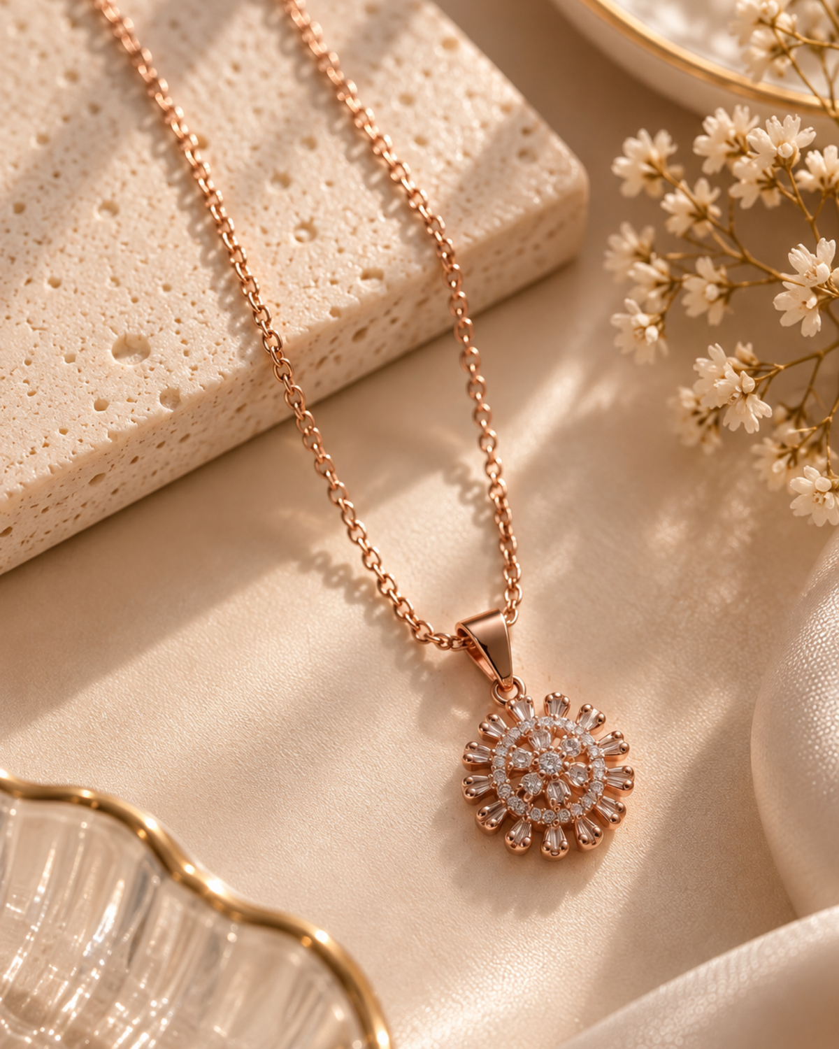 Crystal Snowflake Pendant Necklace
