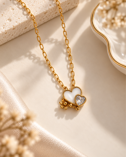 Mother of Pearl Heart Cluster Necklace
