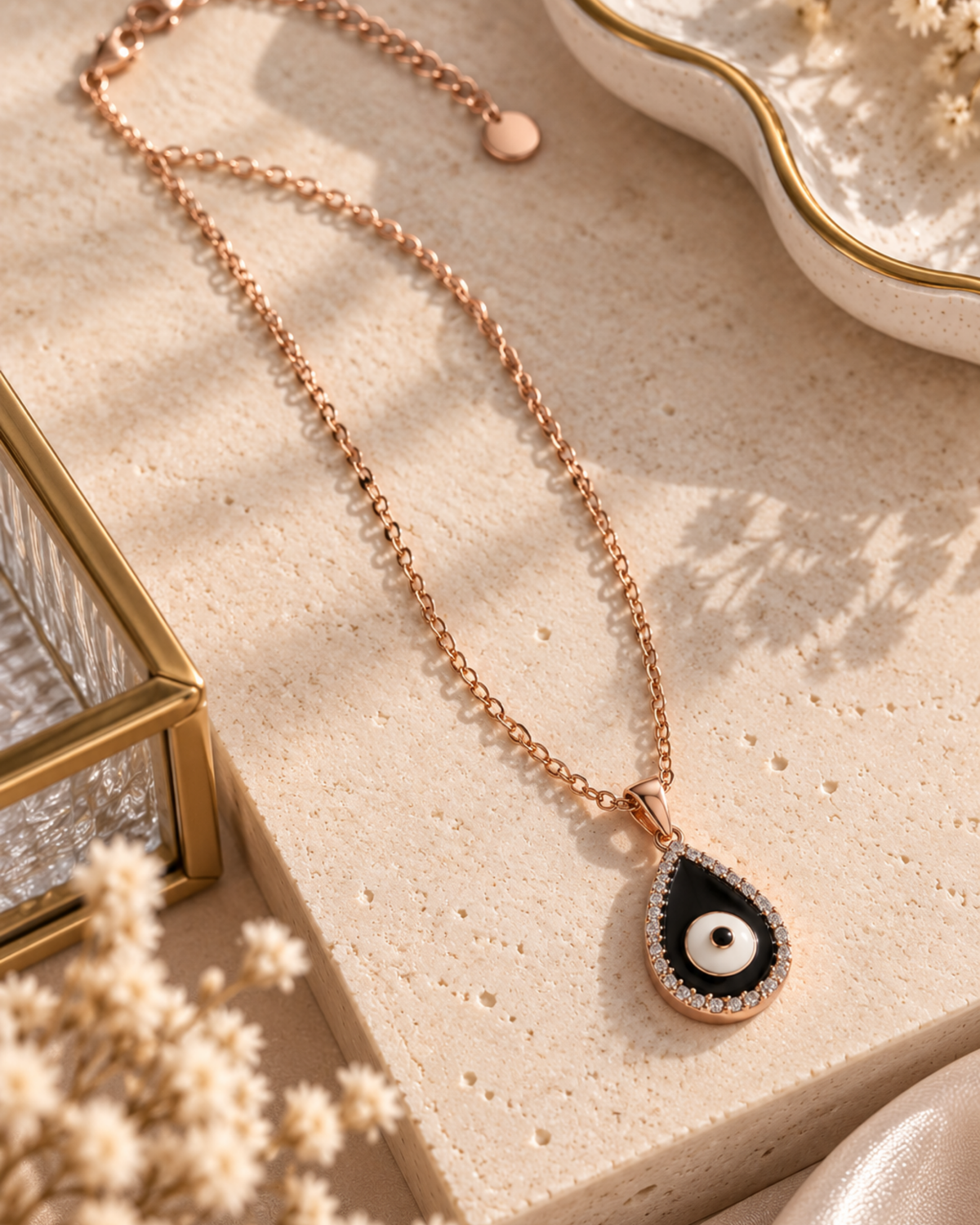 Evil Eye Teardrop Pavé Necklace