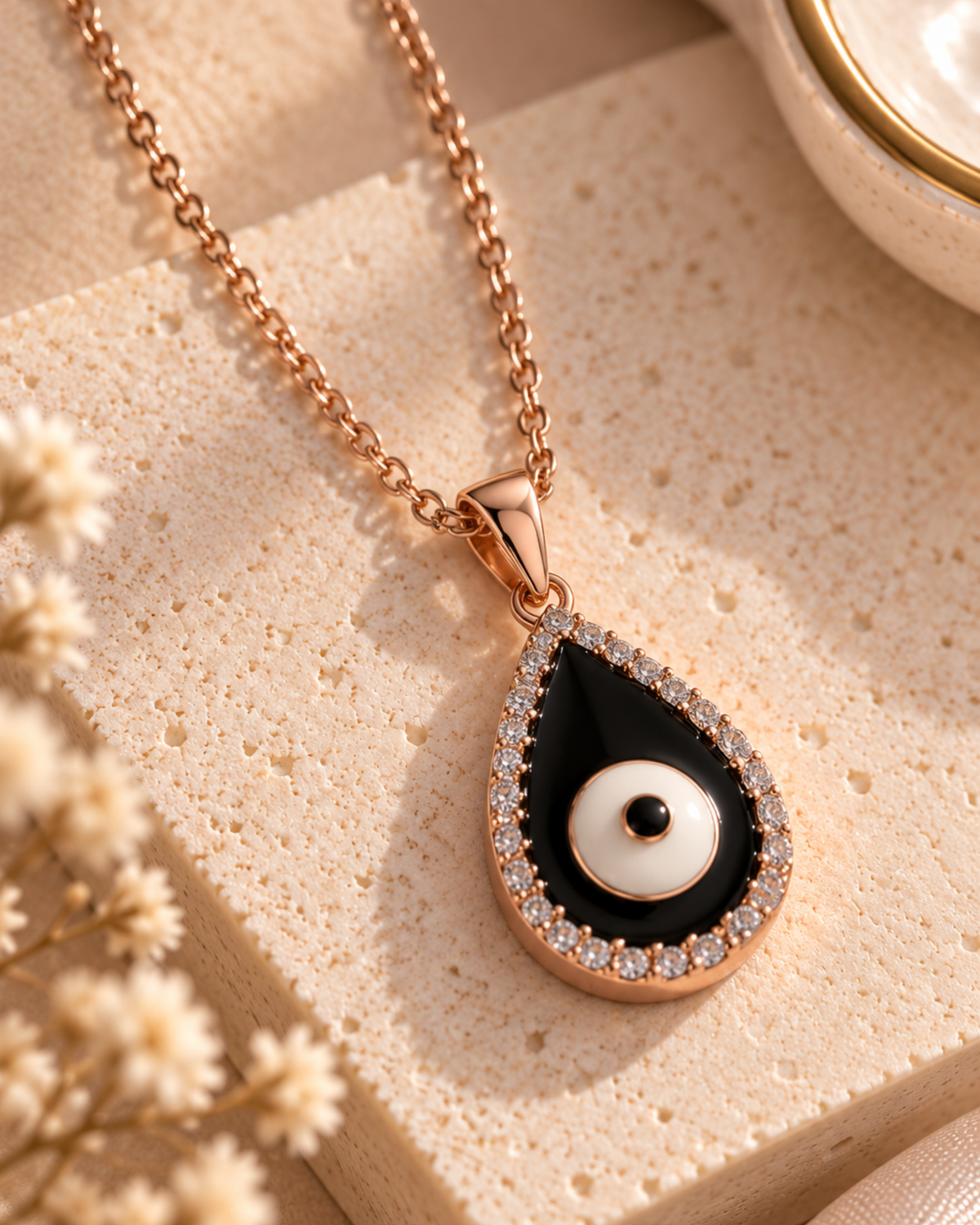 Evil Eye Teardrop Pavé Necklace
