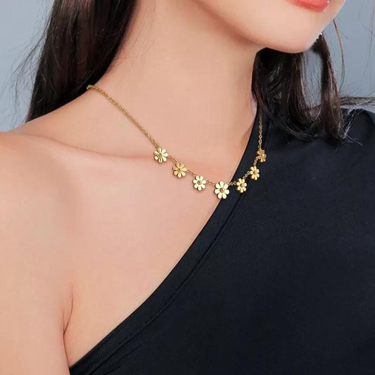 Golden Daisy Chain 18K Gold Plated Necklace