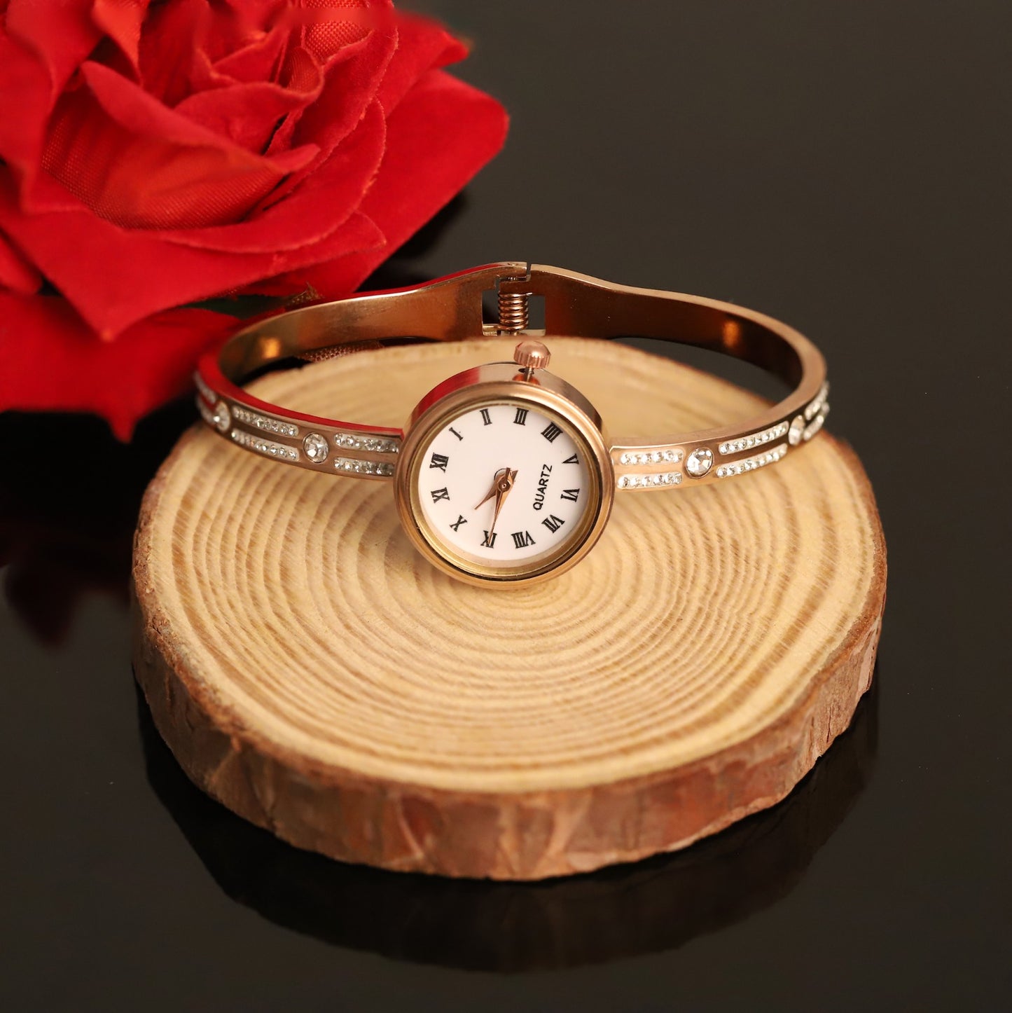 18K Rose Gold PVD Bangle Watch