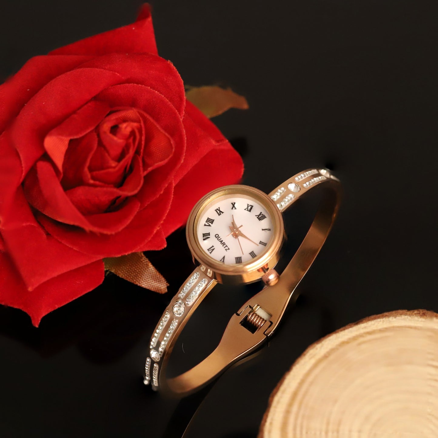 18K Rose Gold PVD Bangle Watch