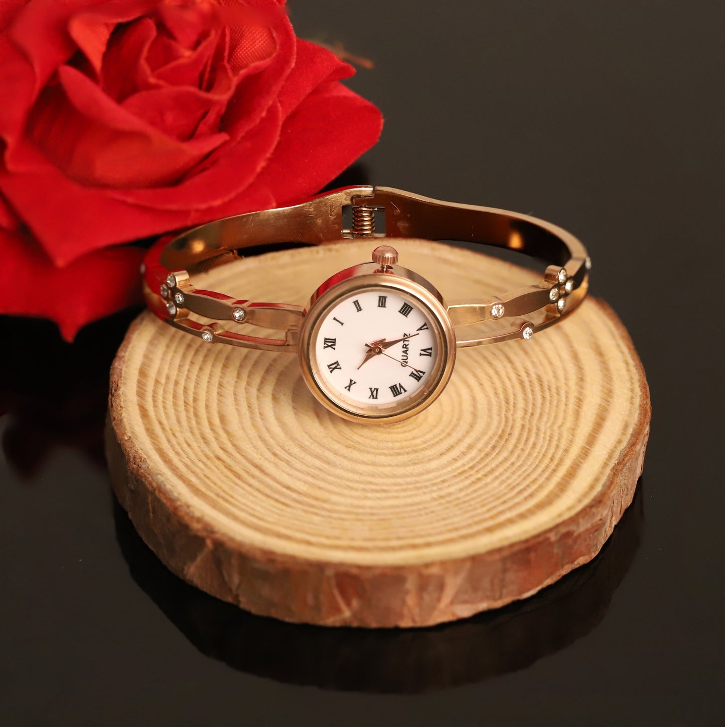 18K Rose Gold PVD Bangle Watch