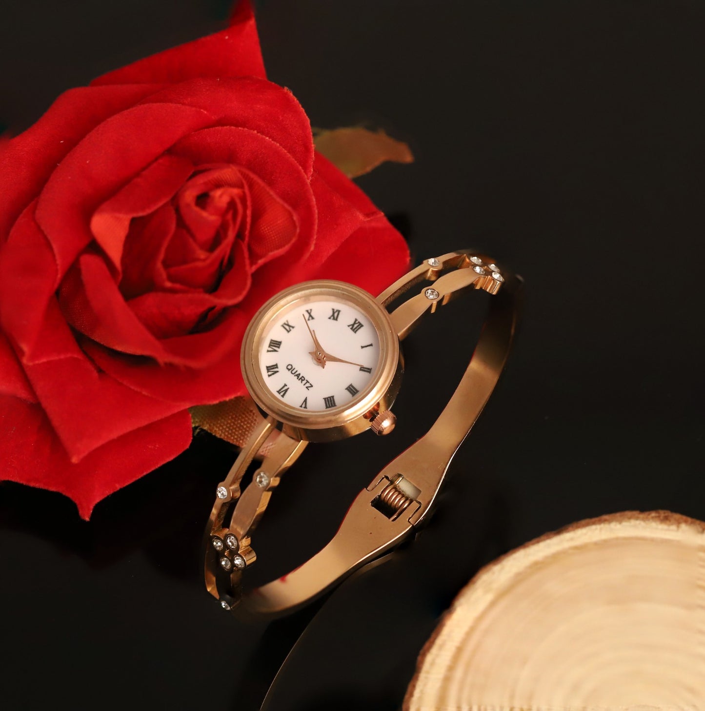 18K Rose Gold PVD Bangle Watch