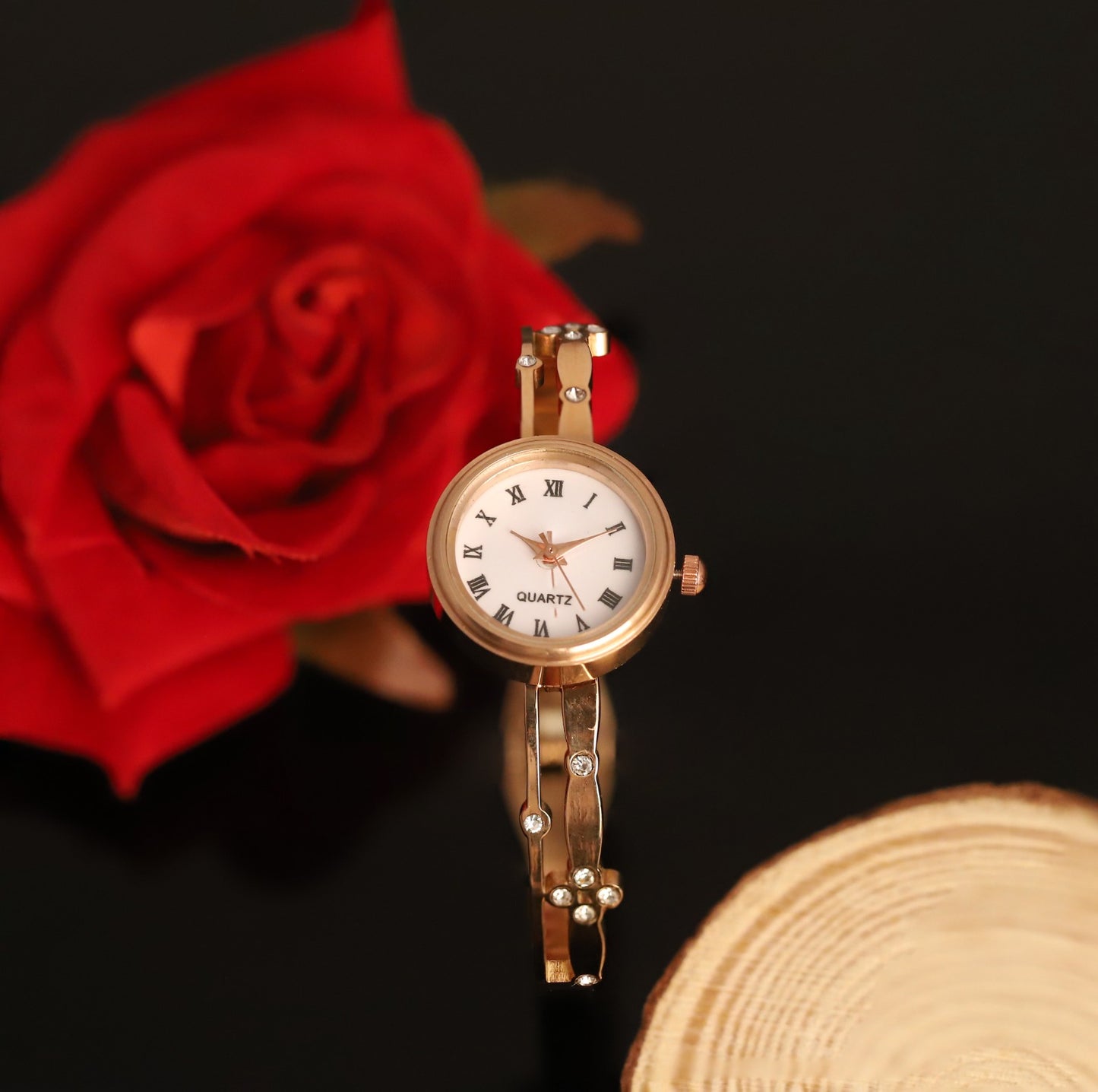 18K Rose Gold PVD Bangle Watch