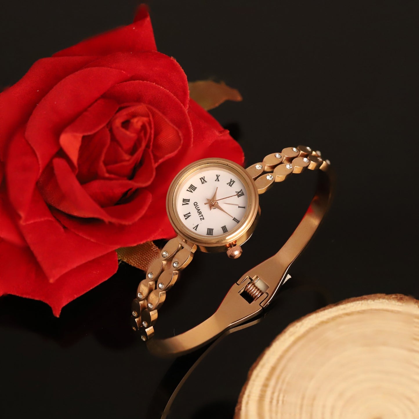 18K Rose Gold PVD Bangle Watch