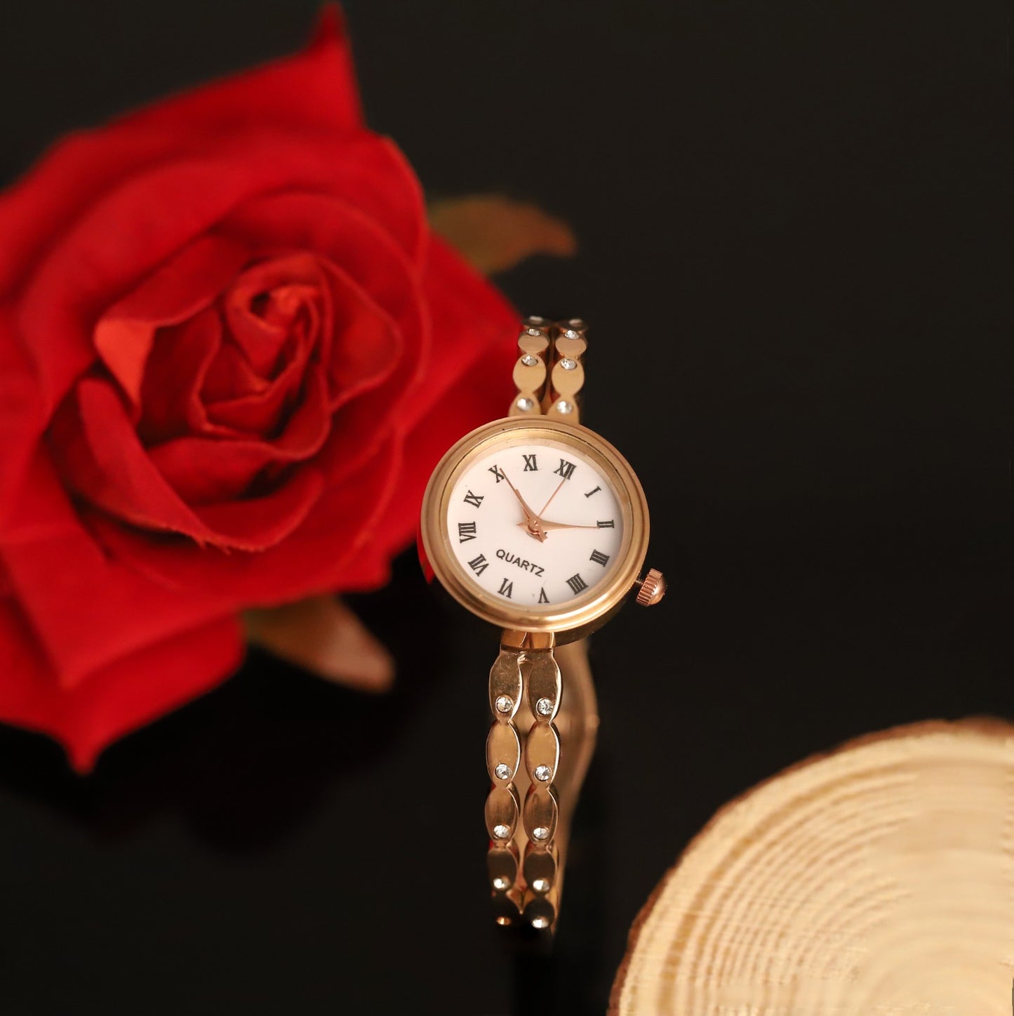 18K Rose Gold PVD Bangle Watch