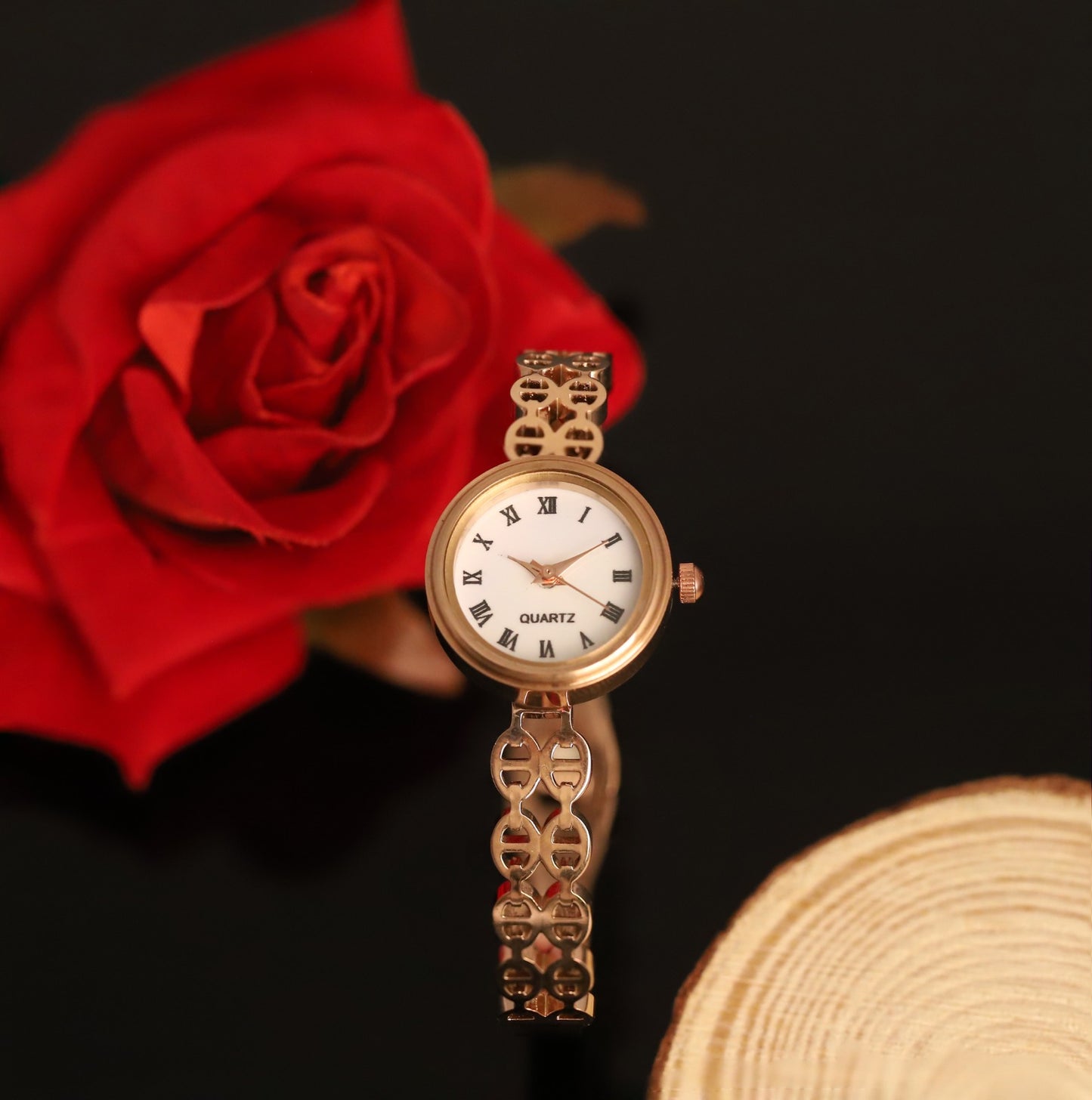 18K Rose Gold PVD Bangle Watch