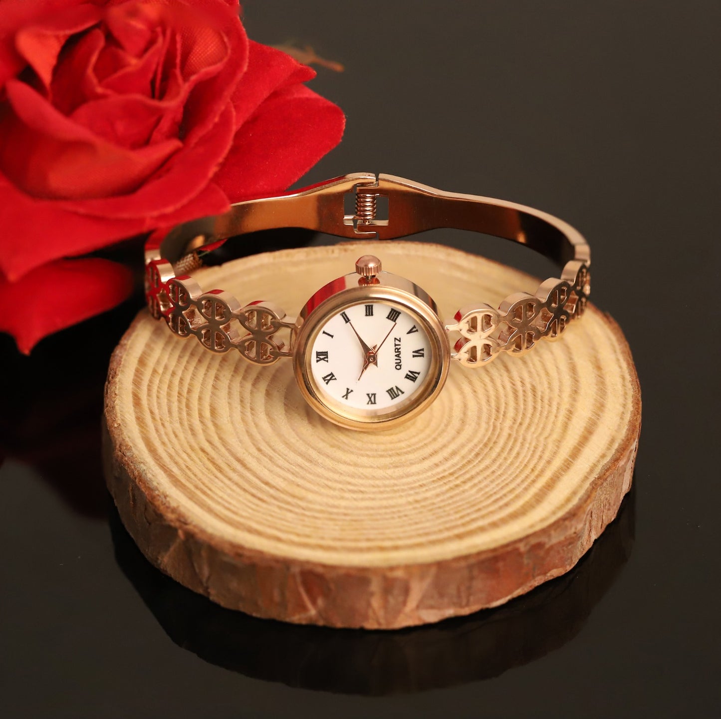 18K Rose Gold PVD Bangle Watch