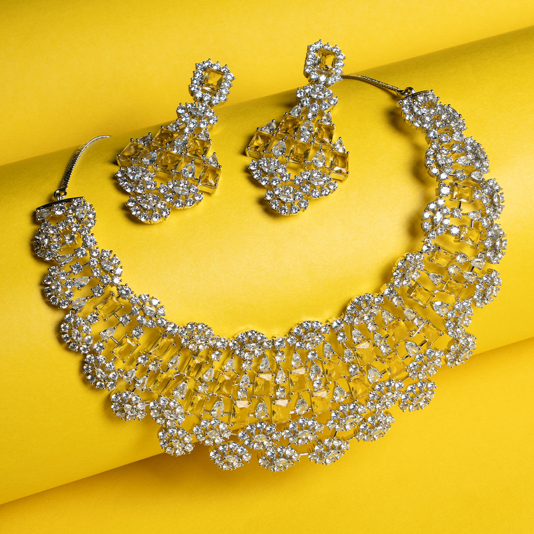 Chic Cascade Necklace of Yellow Colour.