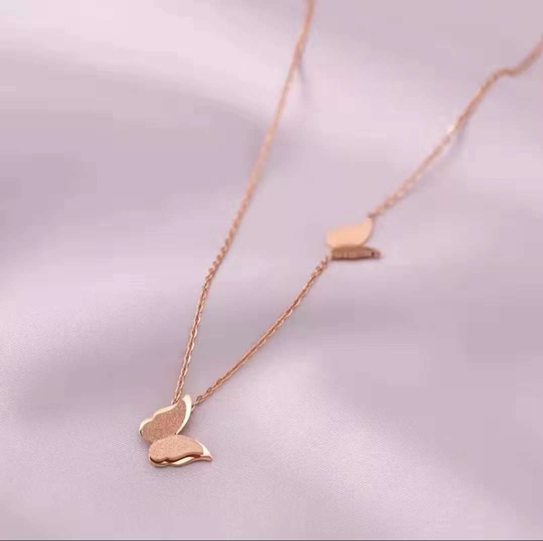 Twin Butterfly 18K PVD Gold Plated Necklace