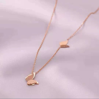 Twin Butterfly 18K PVD Gold Plated Necklace