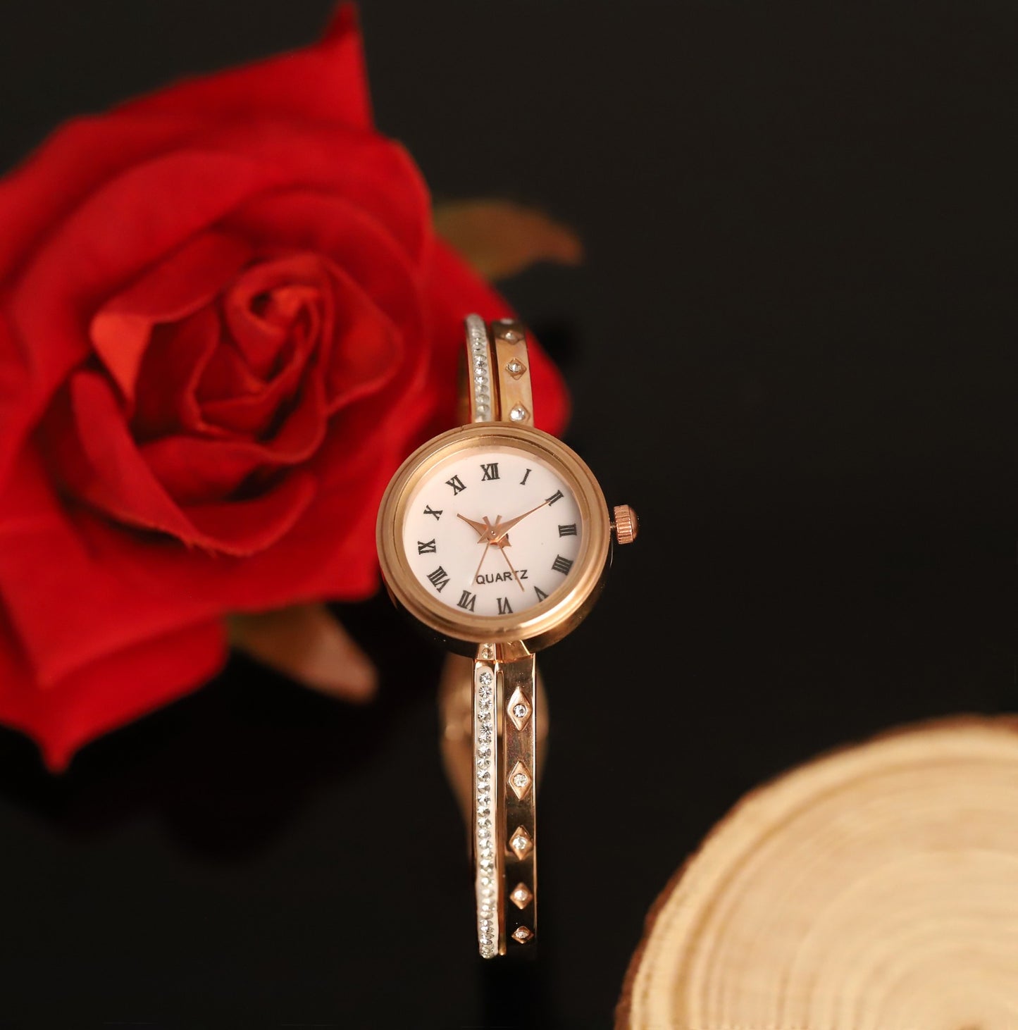 18K Rose Gold PVD Bangle Watch