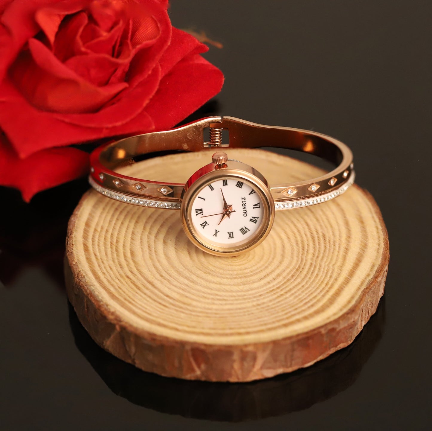 18K Rose Gold PVD Bangle Watch