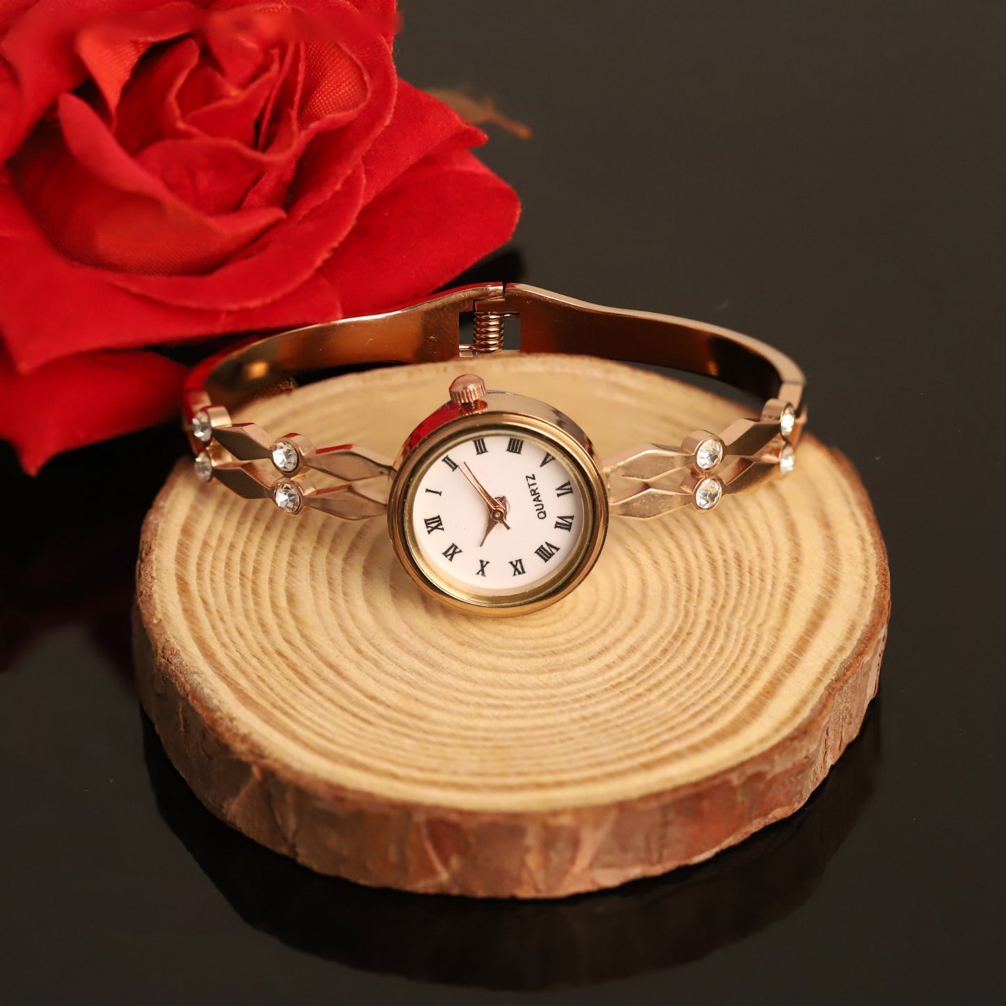 18K Rose Gold PVD Bangle Watch