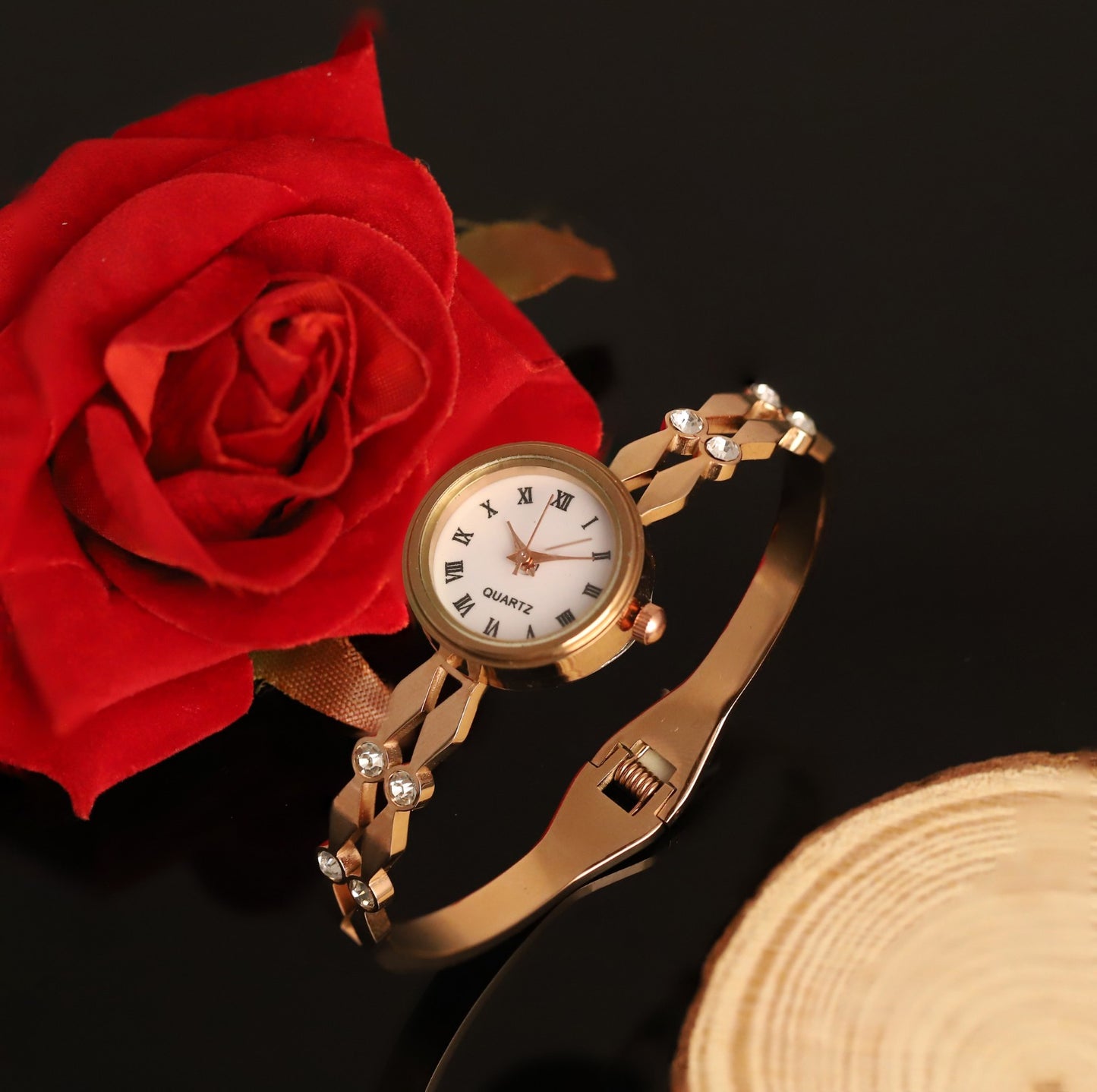 18K Rose Gold PVD Bangle Watch